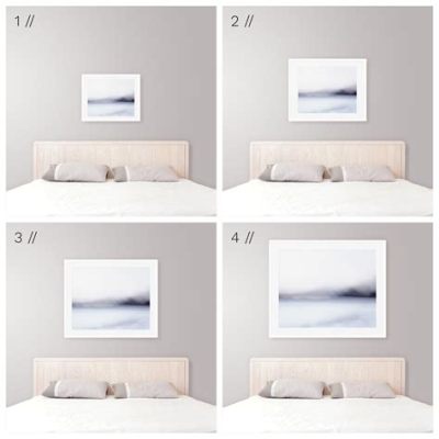 what size art over king bed: How does the size of art affect the perception of space in a king-sized bedroom?